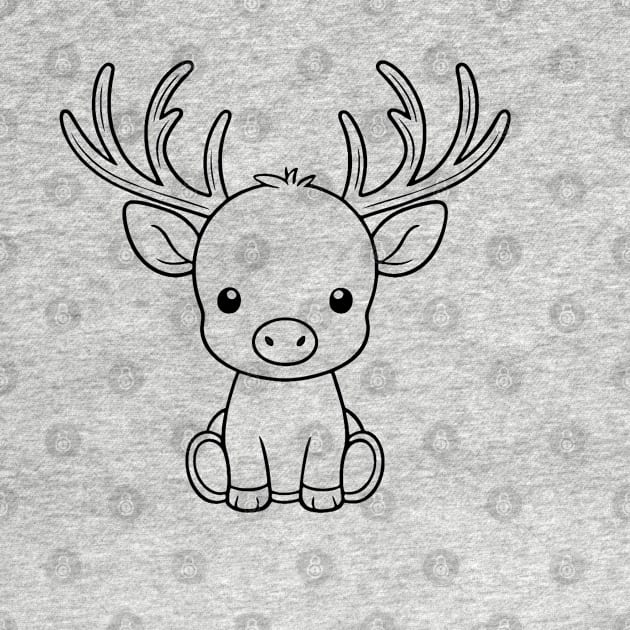 Cute Baby Elk Animal Outline by Zenflow